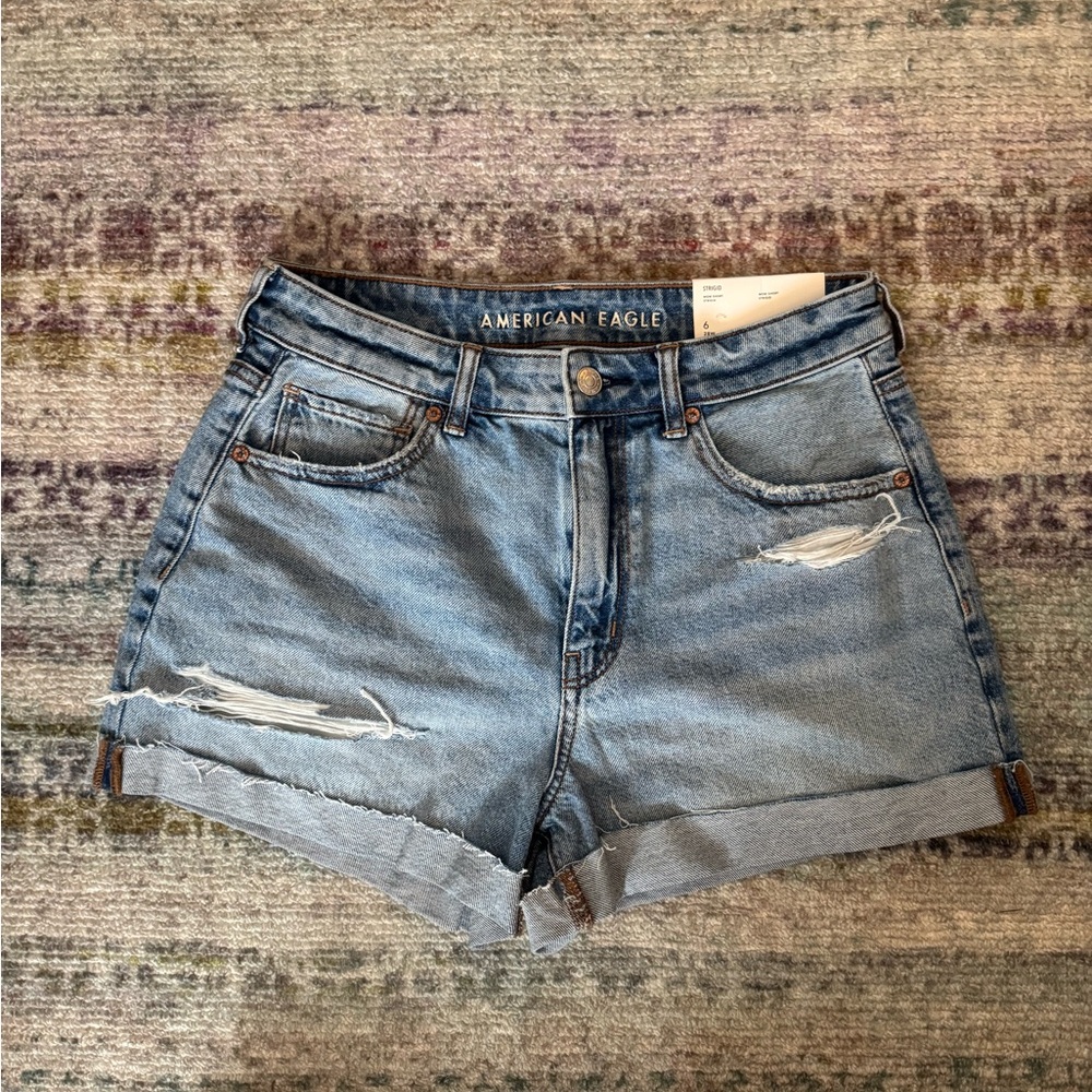 American Eagle Outfitters Light Blue Distressed Jean Shorts